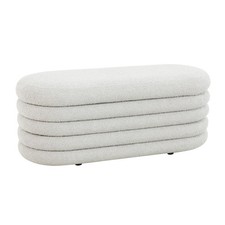 Produktbild - B-Ware SVITA BLOSSOM XL Hocker Stauraum Sitzhocker Ottomane Boucle-Bezug Weiß