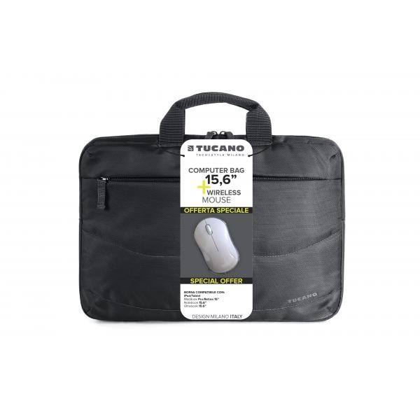 Borsa nero per notebook 15.6" compatta con vano imbottito + mouse wireless omaggio - Immagine 5