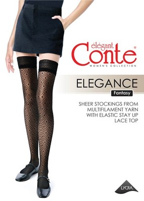 Fantasy Stockings Conte Elegance - Polka Dot Pattern & Lace Top