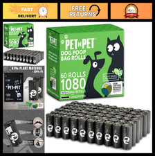 Pet N Pet 1080 Counts Black Poop Bags for Dogs, 41 Plant Based  59 PE Extra