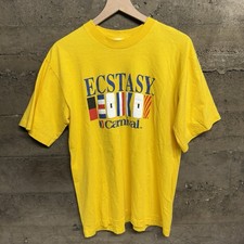 Vintage 90’s Ecstasy Carnival Drug Graphic T-Shirt Yellow Size Medium USA Made