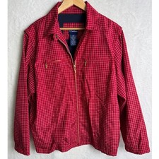 Vintage Catalina Womens Large Windbreaker Red White Check Preppy
