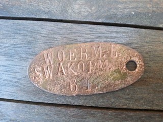 Original Koffermarke Woermann Linie Swakopmund 66x30mm oval etwa um 1900
