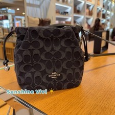 NWT Coach Faye Mini Drawstring Bag Signature Denim CCZ45 denim/Silver/black