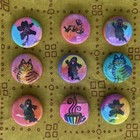 Lot Of 9 😸☕️ Handmade 🌼👻 1 Inch Cat, Ghosts & Flower Pin Buttons Pinbacks Set — photo 1