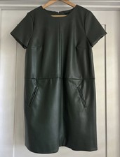 Ann Taylor Green Faux Leather Shift Dress, Size 12P NWOT