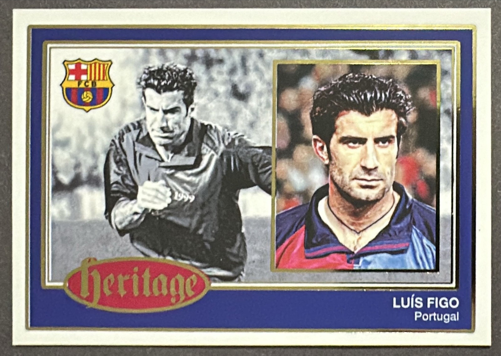 2025-26 Futera FC Barcelona Unique Luis Figo 80/99 Heritage Gold #BCH30