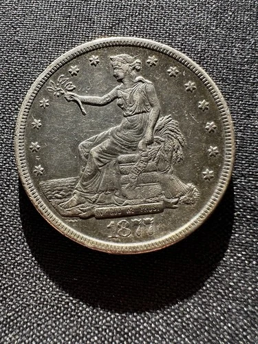 1877-S US Trade Dollar - 90% Silver - AU Details - No Chopmarks - San Francisco