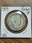 1909 P Barber Silver Half Dollar Very Good VG U.S. 50c Type Coin (Raw16865)