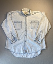 Vintage Levis Denim Shirt Mens XL Light Blue Long Sleeve Button Up Green Tag Z