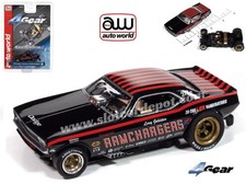 Auto World 4Gear 1970 Dodge Challenger Ramchargers Black HO Scale Slot Car NIB