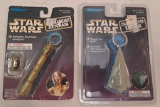 1997 Lot Of 2 Tiger Star Wars Keychains C3PO Flashlight / Star Destroyer Sealed