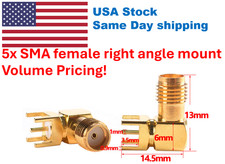 5 Pcs SMA Female Jack RIGHT Angle PCB Mount RF Connectors