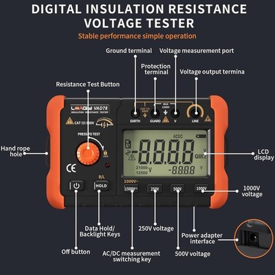 LEAGY VAD78 Digital Insulation Resistance Tester - Accurate Megohm