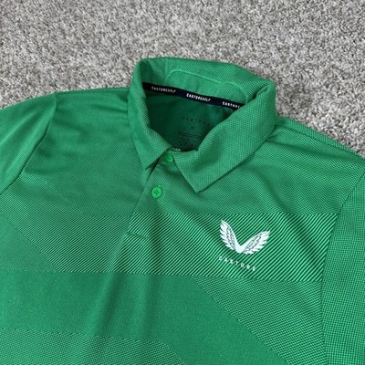 Castore Golf Polo Shirt Mens Medium Green Aertek Performance Short Sleeve Sporty
