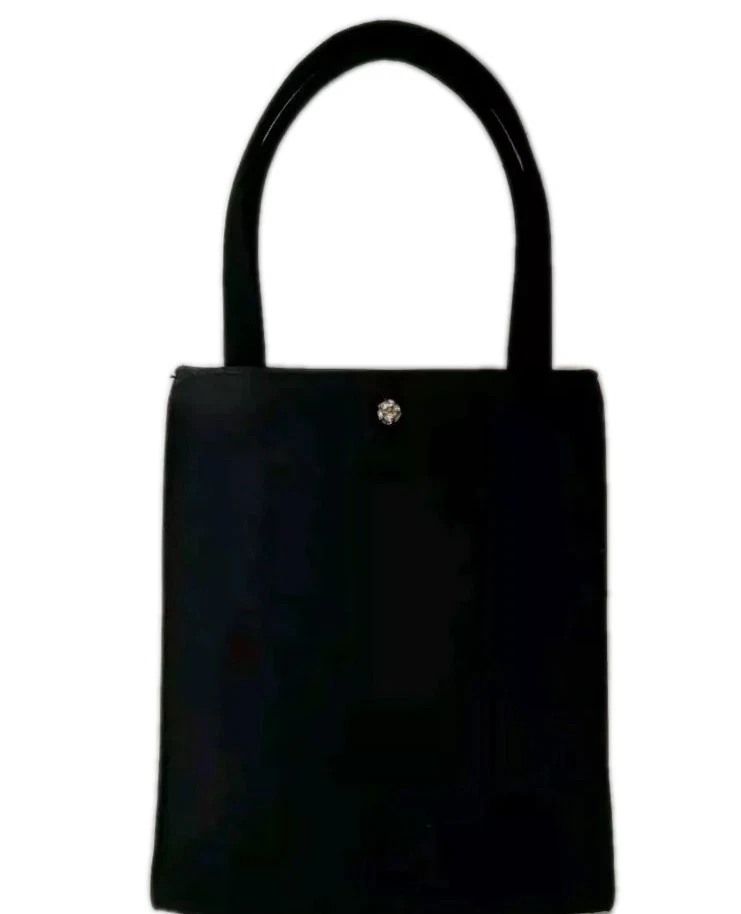 Kate Spade New York Handbag 90s Black Satin With Snap Rhinestones Closure