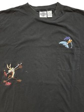 Vintage Men s XXL Acme Looney Tunes Wile E Coyote Roadrunner T-Shirt Black Retro