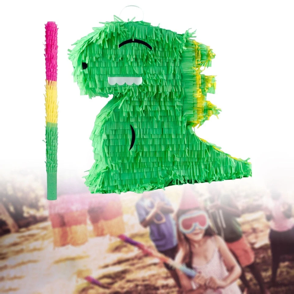 Dinosaur Pinata with Stick Ornament Indoor Outdoor Party Favors for Baby Shower - Image 3 of 4
