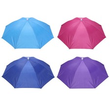 Head Umbrella Hat with Elastic Band Anti-Rain Headworn Umbrella Waterproof Sunsc