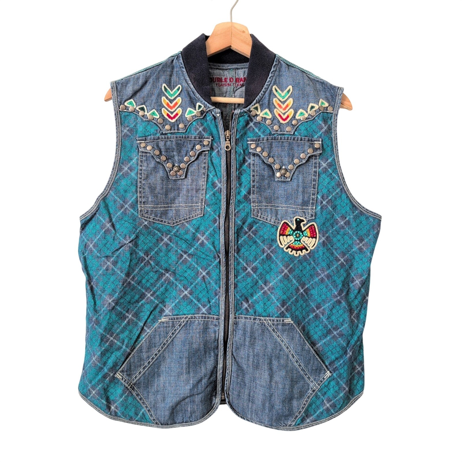 Double D Ranch Western Eagle Thunderbird Plaid De… - image 3
