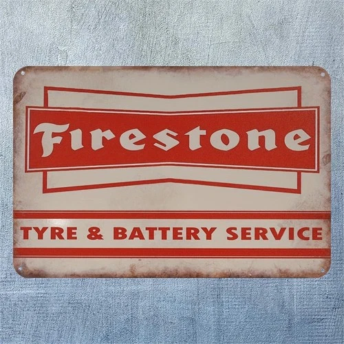 Firestone Vintage Rustic Wall-Mounted Tin Metal Signs Home Décor 8x12