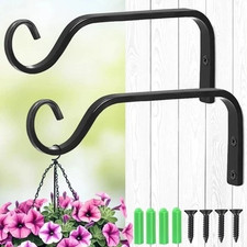 2x Heavy Duty Metal Hanging Basket Brackets Plant Hanger Hook Wall Decor Garden