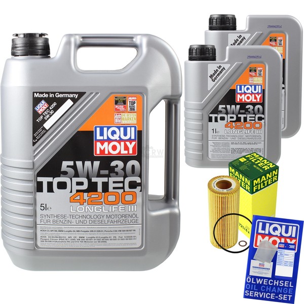 Mann Inspektionspaket 7L Liqui Moly Top Tec 4200 5W-30 FüR BMW X3 E83 3.0D-image