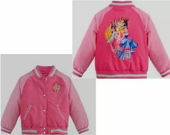 Disney Princess Varsity Jacket child 5 6 Sm New Girl Ariel Belle Jassmin Aurora