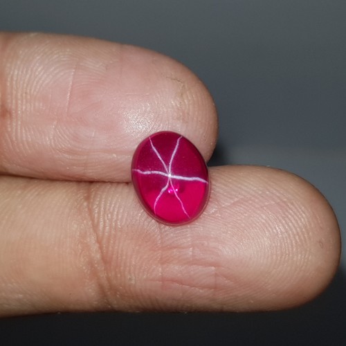 8.0 Ct Certified Natural 6 Rays Star Ruby Oval Red Cabochon Loose Gems AD-457 - Picture 4 of 14