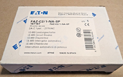 Eaton FAZ-C2/1-NA-SP , 2A Miniature Circuit Circuit Breaker, New in Box