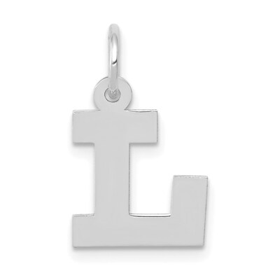 14K Weißgold kleiner Block Initiale L Charm