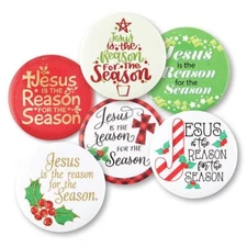Jesus Is The Reason For The Season Christmas Buttons 6 Assorted Pack of 36