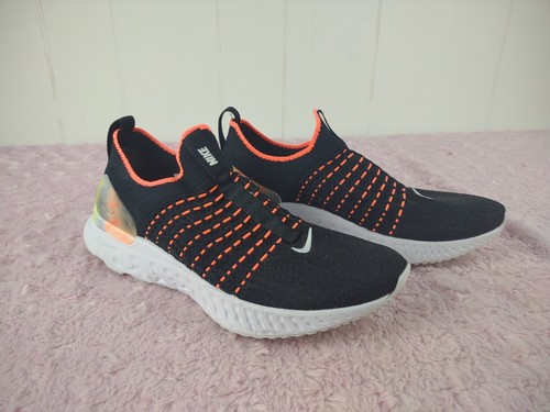 Nike React Phantom Run Flyknit 2 Black Orange womens Size 7.5
