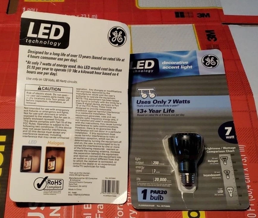 Two GE Light Bulb Par20 7 Watt LED 13+ Year Life Decorative Accent Light Combo - Image 3 of 4
