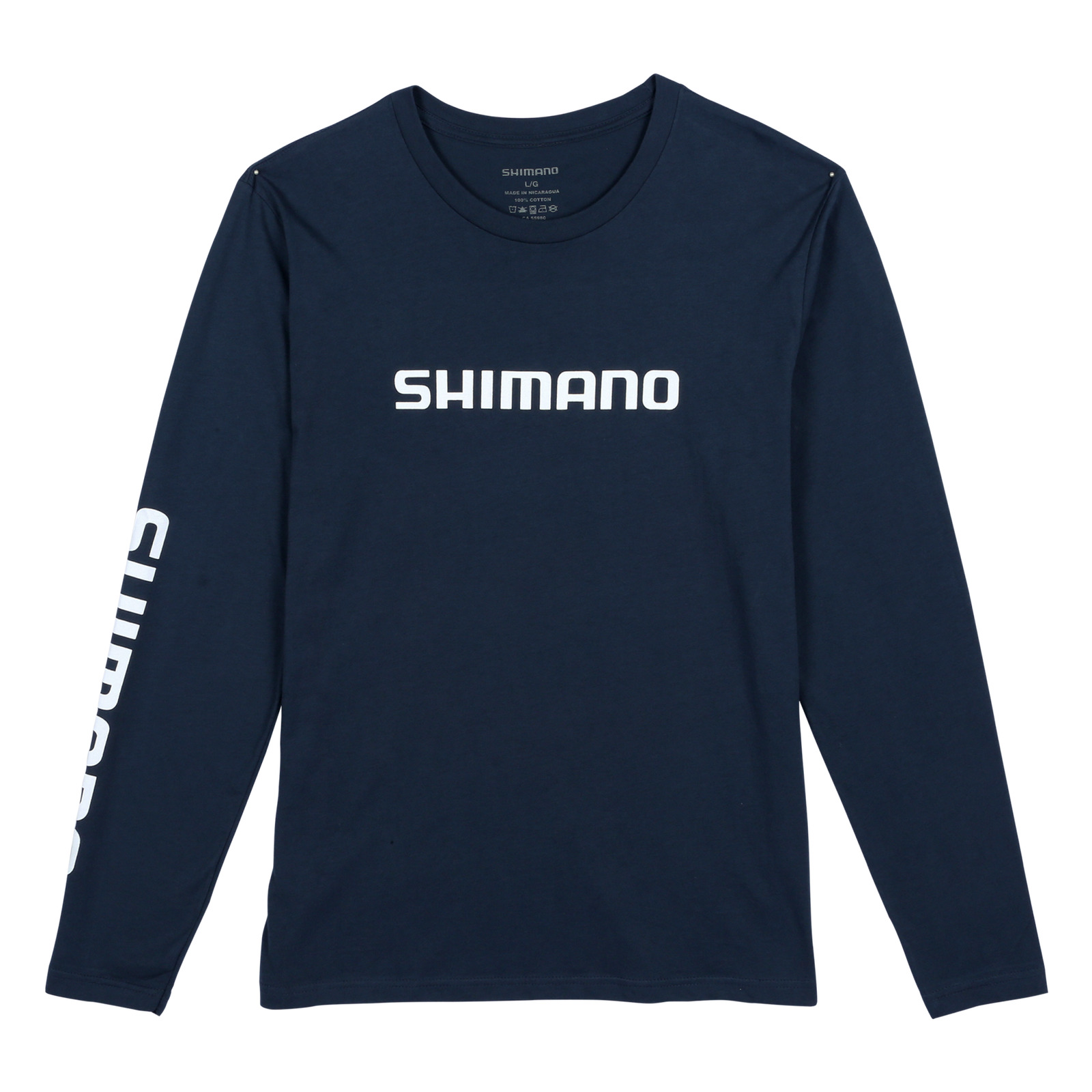 Shimano Long Sleeve Cotton Tee Color - Navy Size - SM (ATEERSLSSNV) Fishing