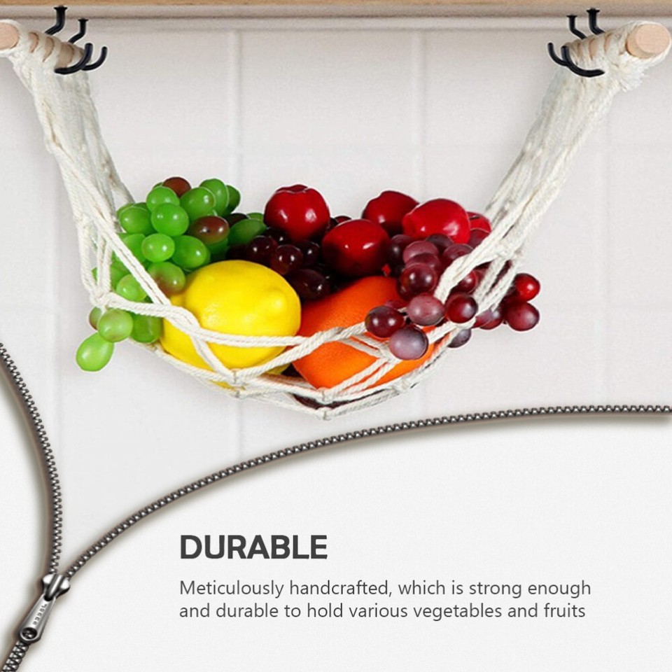 Rustic Macrame Fruit Net Hammock Cotton Rope Hanging Basket Stand eBay