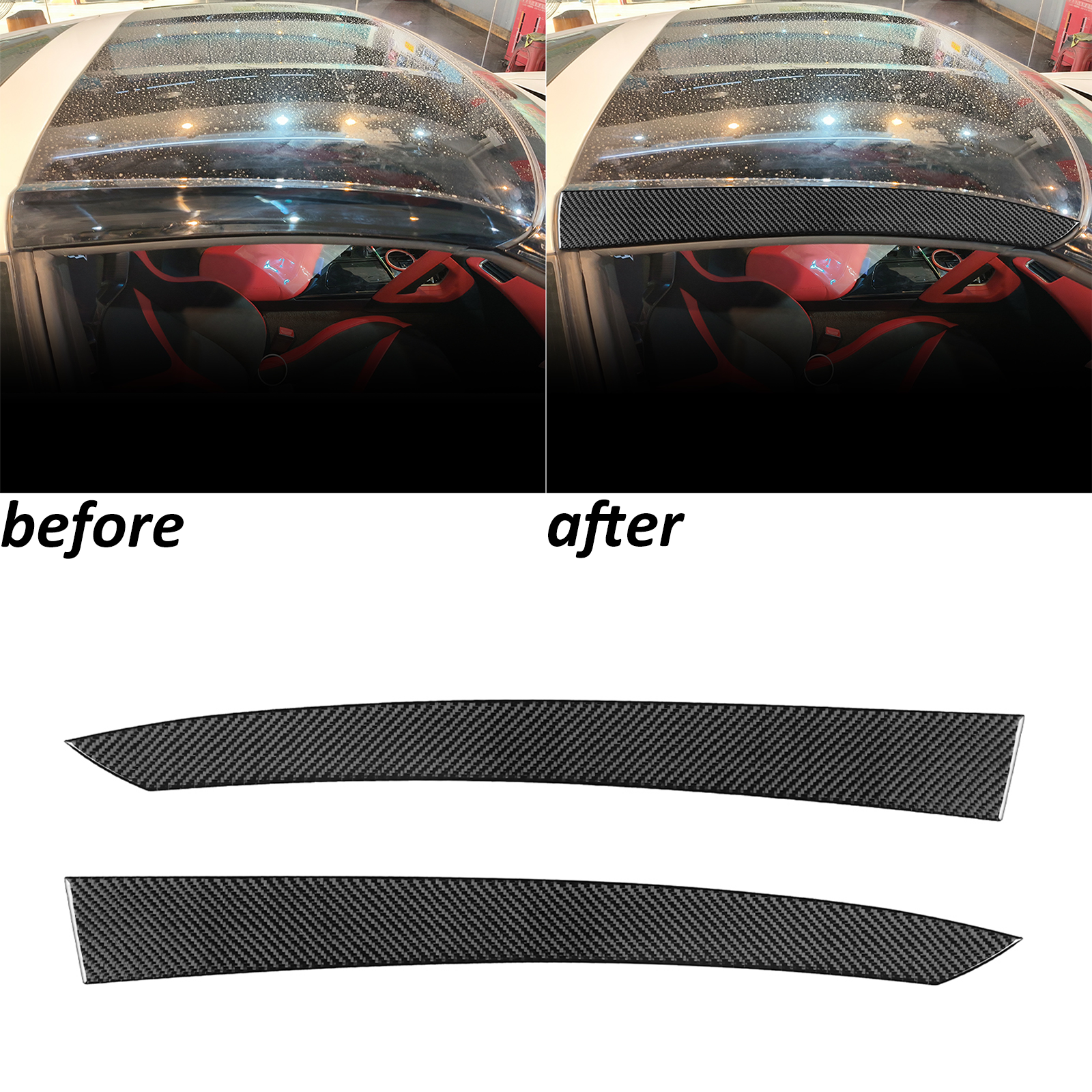 Real Carbon Fiber Exterior Roof Side Panel Trim For Chevrolet Corvette C7 14-19