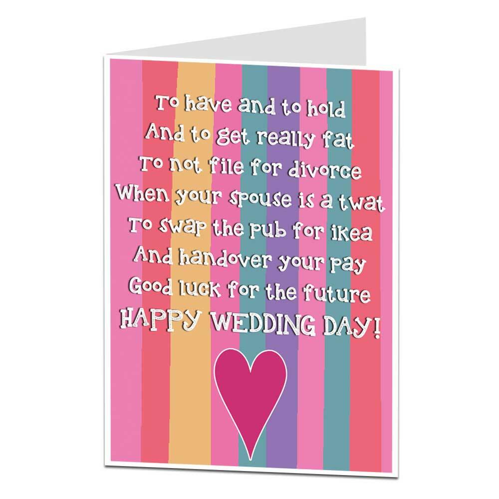 Funny Happy Wedding Day Poem Greetings Card Funny Joke Rude Gift