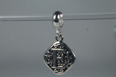 'E' Alphabet Silverstone Dangle Bead By DaVinci #DB E NEW