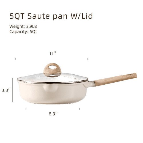 Padella antiaderente sana padella per salsa induzione jumbo padella in ceramica facile pulizia nuova - Foto 4 di 6