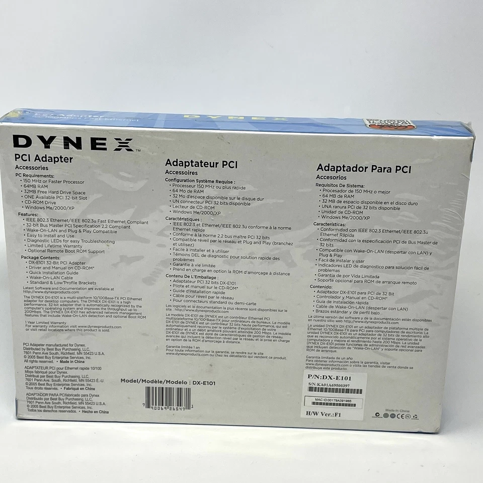 Dynex 10/100Mbps Fast Ethernet PCI Adapter NIB - Image 2 of 4