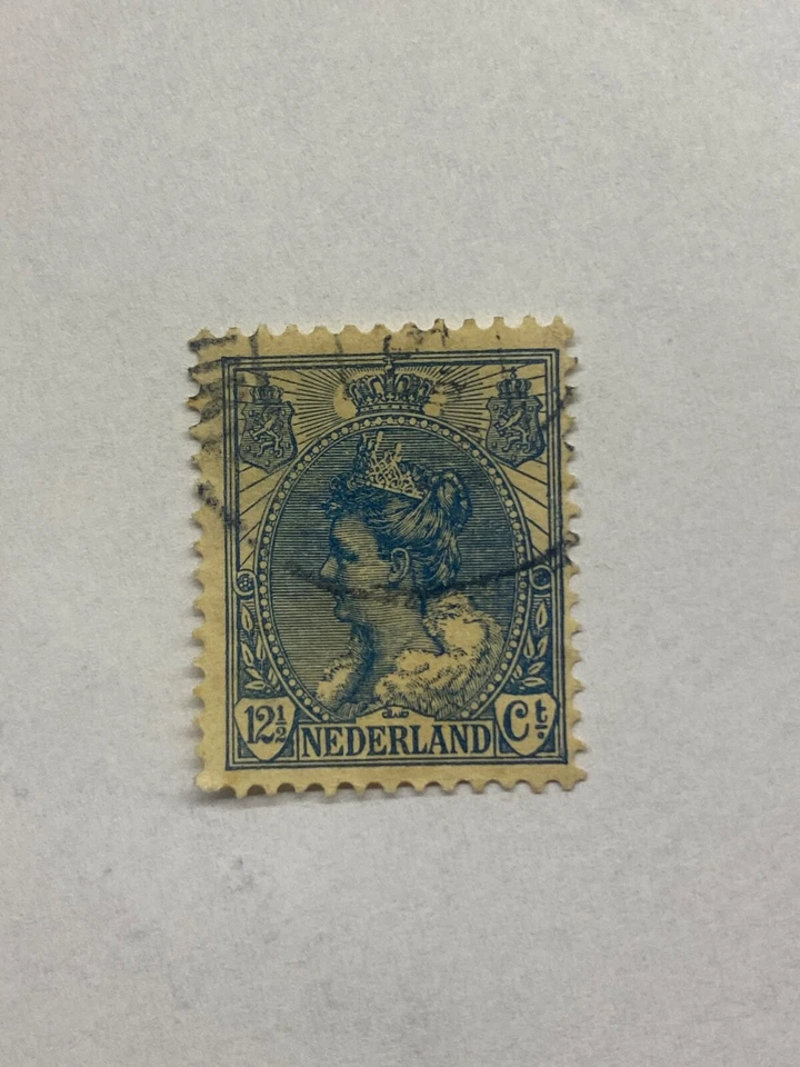 Sello rara con la Princesa Guillermina Países Bajos. Es de color azul 12 1/2 cen - Imagen 4 de 4