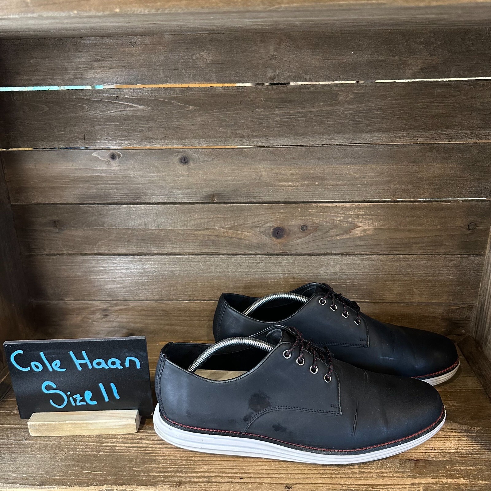 SAOLA Scarpe eleganti derby uomo Cole Haan originali Grand nere in pelle punta liscia taglia 11