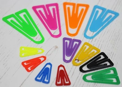 Laurel Plastic Paper Clips in 3 Sizes & 13 Assorted Colour Page Markers