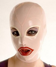 Latex Hood Rubber Mask with Back zip for Fetish BDSM Catsuit Party Costume Wear