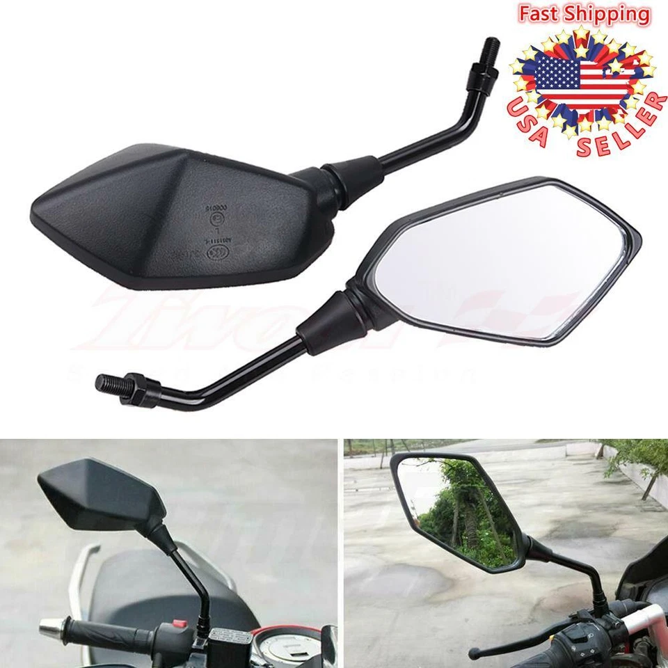 ESPEJOS RETROVISORES LATERALES UNIVERSALES NEGROS MOTO 10MM PARA HONDA SUZUKI KAWASKI Foto 2 de 4