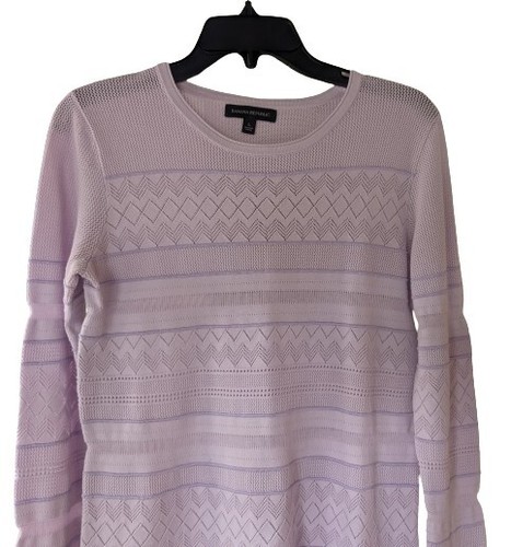 Banana Republic Womens Sweater Lavender Lilac Pullover Large Cable L Lgtwgt - Picture 2 of 10