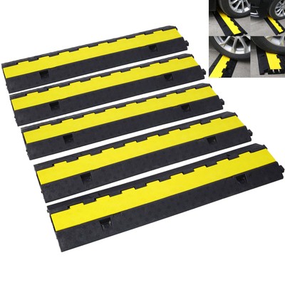 5packs 2 Channel Rubber Cable Protector Ramps Traffic Speed Bumps 11000 Capacity