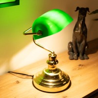 Bankerleuchte Schreibtischleuchte Tischlampe Retro Messing Led Lampenschirm GrüN