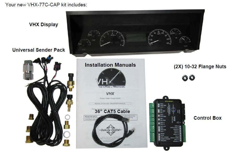 Комплект аналоговых датчиков Dakota Digital 77-90 Impala Caprice серебристо-синий VHX-77C-CAP-S-B - Изображение 4 из 4